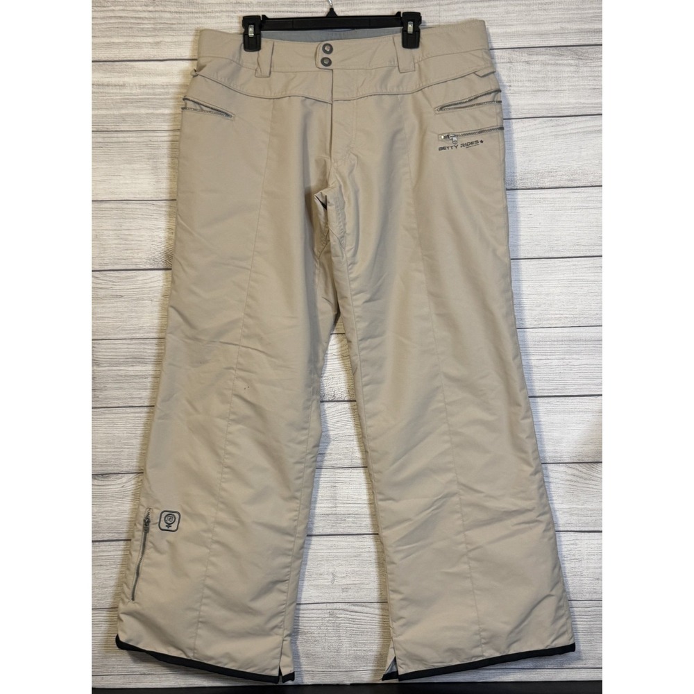 Betty Rides Snow Pants Women's XL Beige Insulated Elements Ski Snowboard